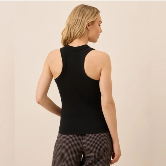 Pact Perfect Rib Racerback Black Women's Tank Top - Picture 2 of 7